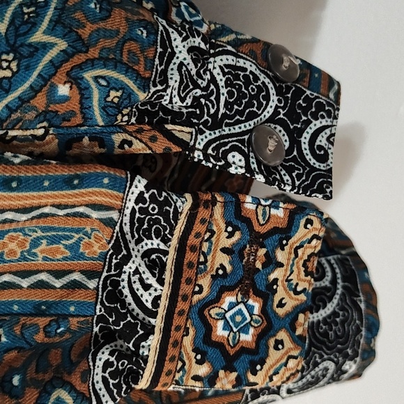 Allison Dailey Button Front Long Sleeve V Neck Multicolor Blouse Size 16 - Picture 5 of 11